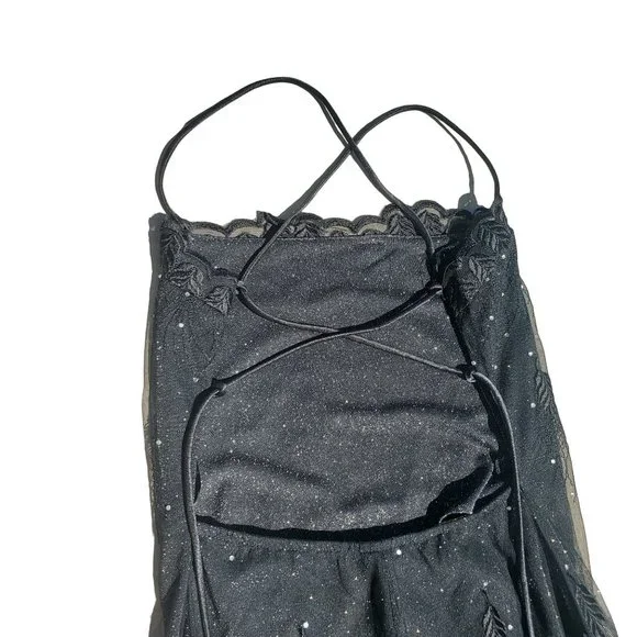 90s/Y2K Vintage Black Lace Up Back Maxi Dress - Picture 12 of 13